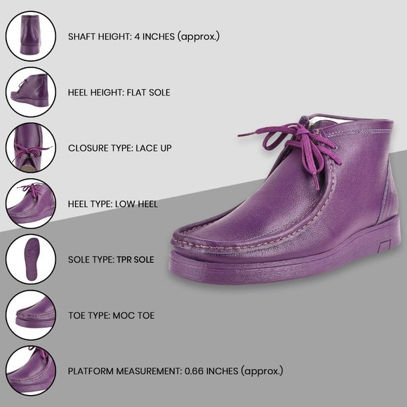Hamara Joe Purple LEATHER DESERT CHUKKA CASUAL BOOTS